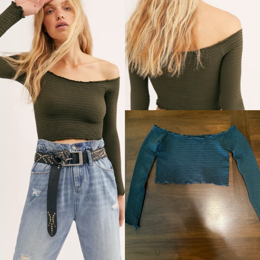 NWOT Free People Intimately Textured Long Sleeve Top, Size M/L